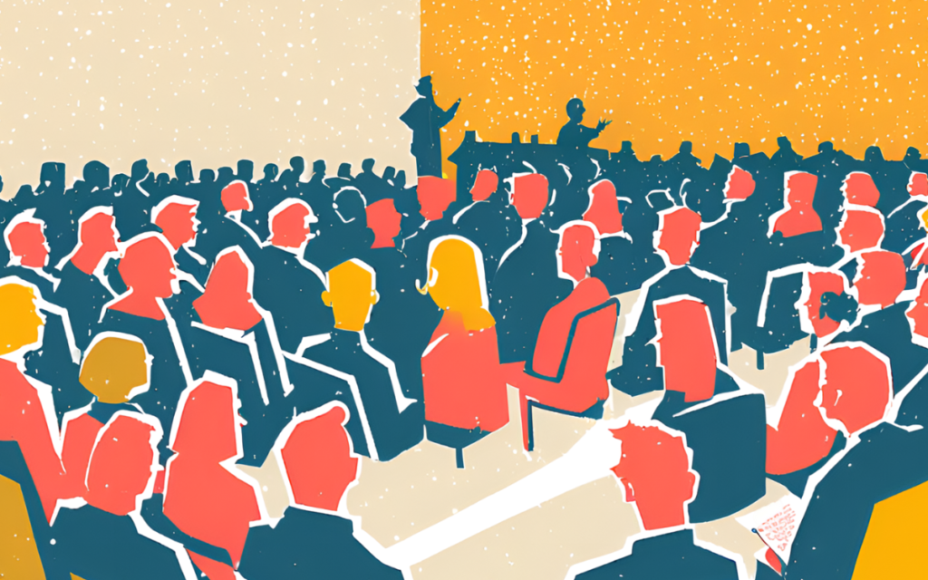 Illustratie van Algemene Leden Vergadering van de HVA.