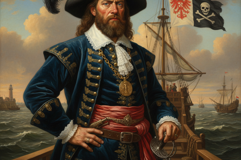 Beeld van de Alkmaarse piraat IJsbrand Nobel